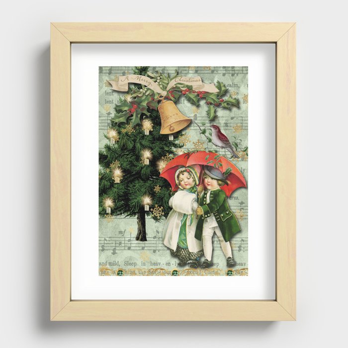 Vintage victorian Christmas card and print. Recessed Framed Print