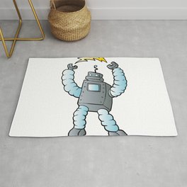cartoon blue eletric robot Rug