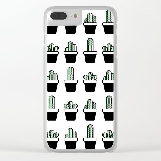 Cactus Plants Pattern Clear iPhone Case