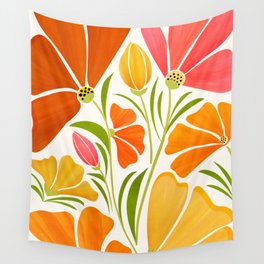 Spring Wildflowers Floral Illustration Wall Tapestry