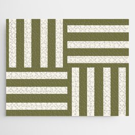 Green geometric stripe blocks Jigsaw Puzzle