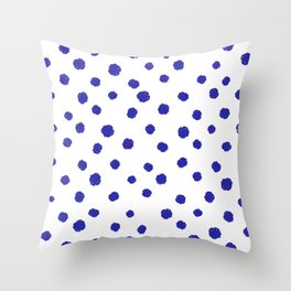 Hand-Drawn Dots (Navy Blue & White Pattern) Throw Pillow