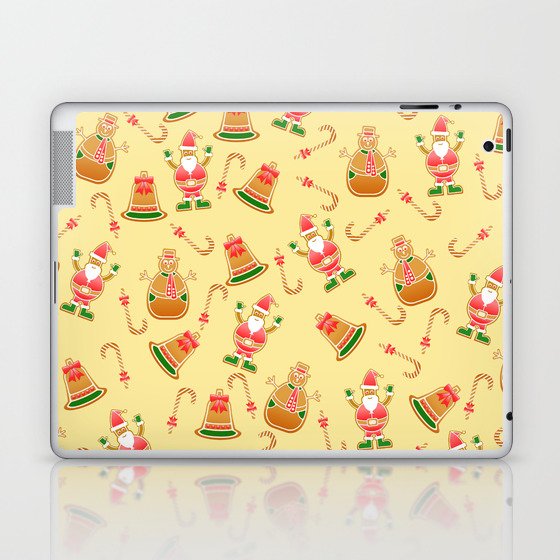 Merry Christmas Gingerbread Candy Cane Santa Claus Laptop & iPad Skin