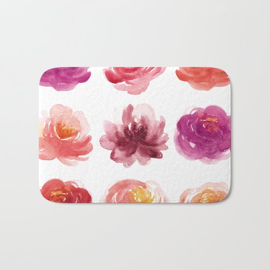 Watercolor flowers Bath Mat