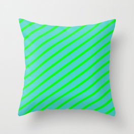 [ Thumbnail: Lime & Turquoise Colored Lines/Stripes Pattern Throw Pillow ]