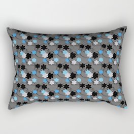 Spring Silver 3D Blue Damask Floral Collection Rectangular Pillow