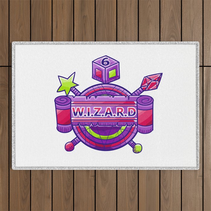 Wizard Wands, Amulet and d6 Coat of Arms Outdoor Rug