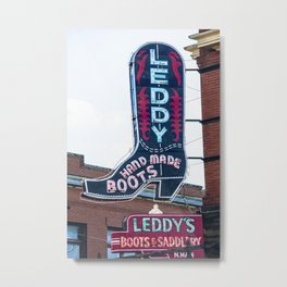 Leddy Boots Fort Worth Texas Stockyards Metal Print | Photo, Giftforhim, Red, Cowboy, Neon, Mancave, Stockyards, Color, Texasdecor, Cowboyboots 