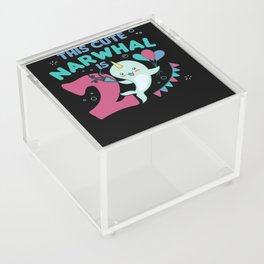 2nd Birthday Narwhal Two Year Old Cute Narwhals Acrylic Box