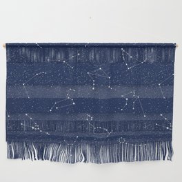 Zodiac Constellations with a Dark Blue Starry Sky Wall Hanging