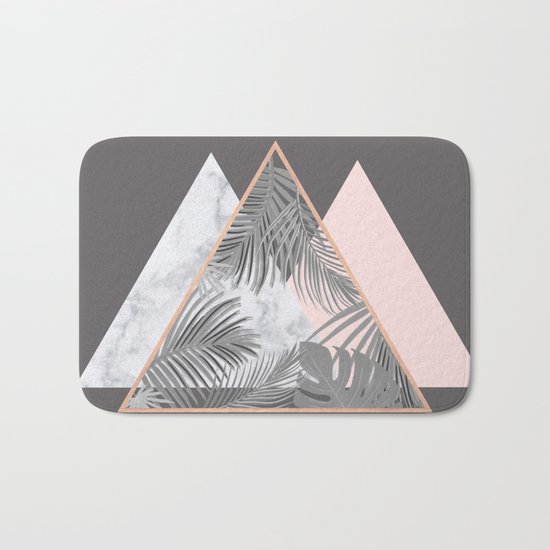 BLUSH GRAY COPPER MARBLE GEOMETRIC PATTERN Bath Mat