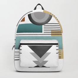 Geometric Abstract Design 2 Turquoise & Copper Backpack