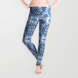 Spanish Dream #2, Blue, White and Gray. Intricate pattern of circles Leggings
