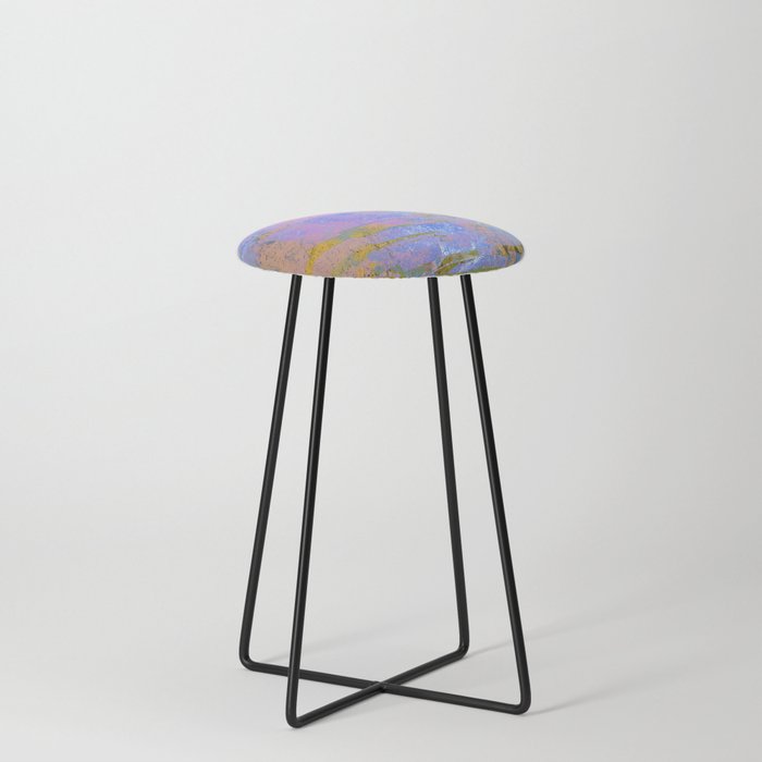 African Dye - Colorful Ink Paint Abstract Ethnic Tribal Organic Shape Art Peach Orange Pink Counter Stool