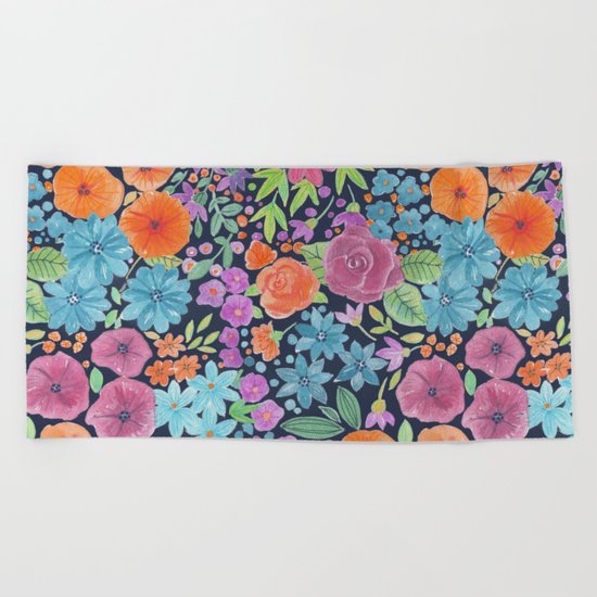 Floral watercolor pattern Beach Towel