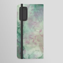 Watercolor emerald green ivory pink foliage floral  Android Wallet Case