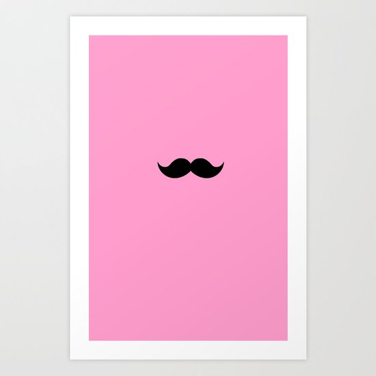pink mustache Art Print