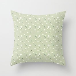 Daisy pattern on a light green background Throw Pillow