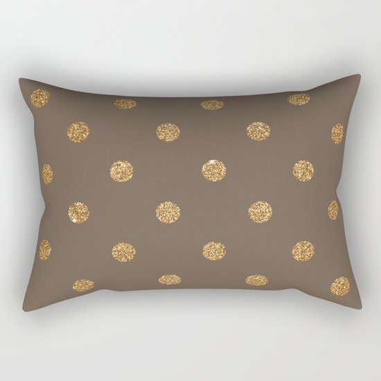 Brown Gold Glitter Dots Rectangular Pillow