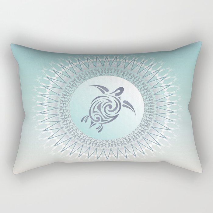 "Turtle Radiance" | Tropical Mandala 4  Rectangular Pillow