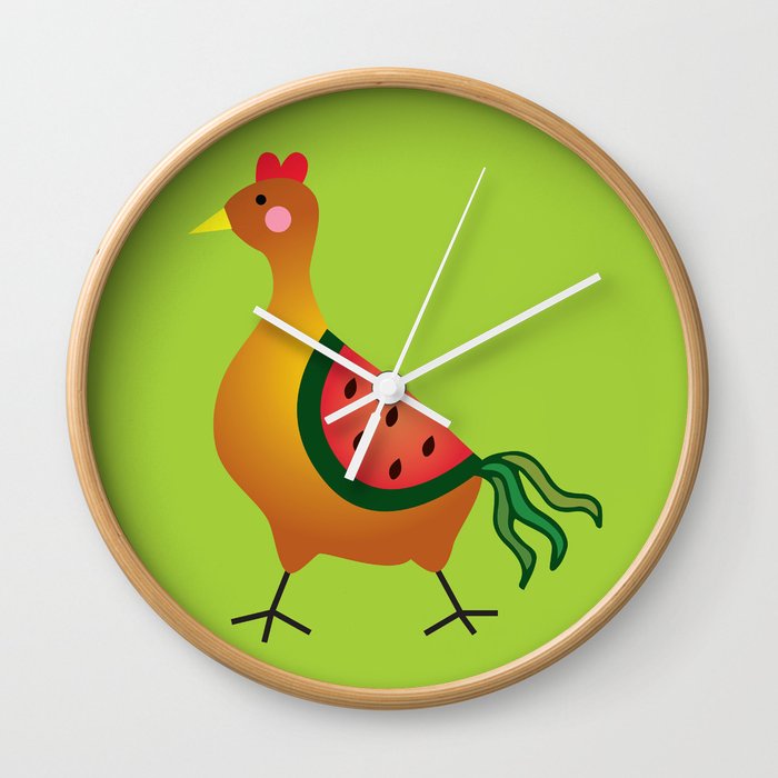Watermelon Chicken Wall Clock