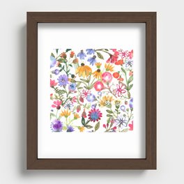 Colorful Watercolor Flowers Recessed Framed Print