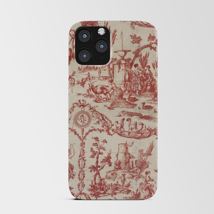 Antique 1900 Neoclassical Romantic Pastoral Toile de Jouy iPhone Card Case