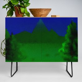 Painted peak and landscape ... Credenza