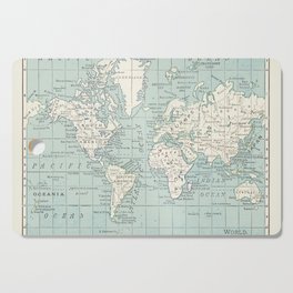 World Map in Blue and Cream Cutting Board