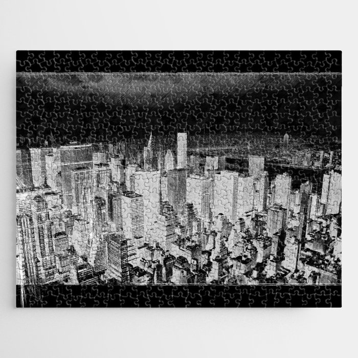 New York city line drawing Jigsaw Puzzle
