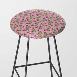 Colorful Butterflies Pattern on Pink Background Bar Stool