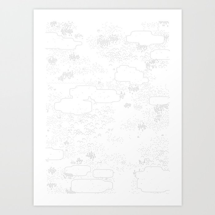 land of 15 towns and a cemetary Art Print | Black-white, Landscape, Vector, Digital