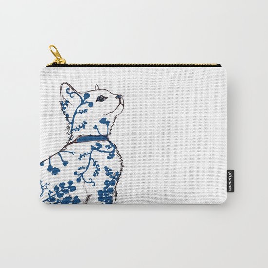 Floral Kitten Carry-All Pouch