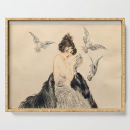 Sweet Caress, 1924 by Louis Icart Serving Tray
