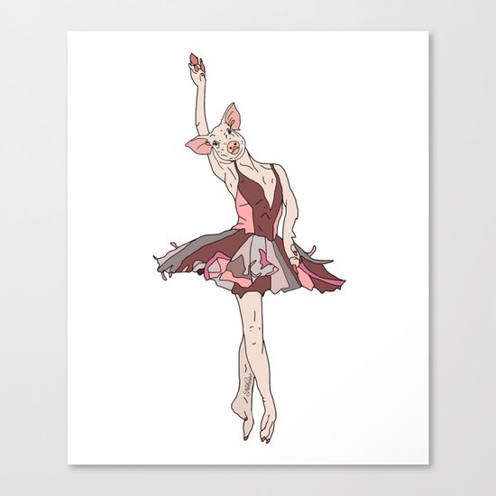 Pig Ballerina Tutu Canvas Print