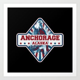 Anchorage city gift. Town in USA Art Print