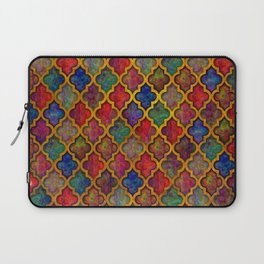 Moroccan tile red blue green iridescent pattern Laptop Sleeve