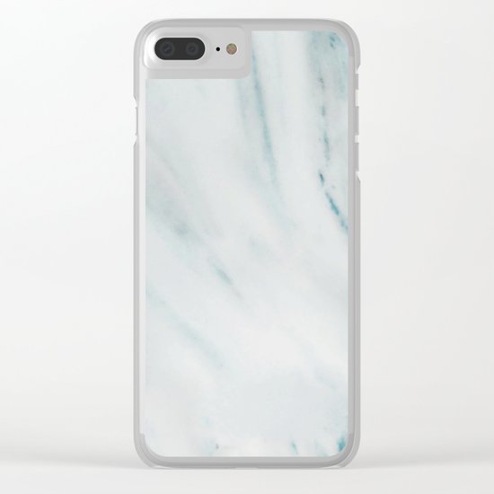 Teal Streaked Marble Clear iPhone Case