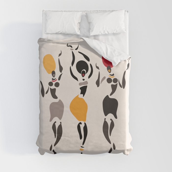 Abstract African dancers silhouette. Figures of african women. Duvet Cover