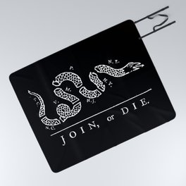Join or Die in Black and White Picnic Blanket