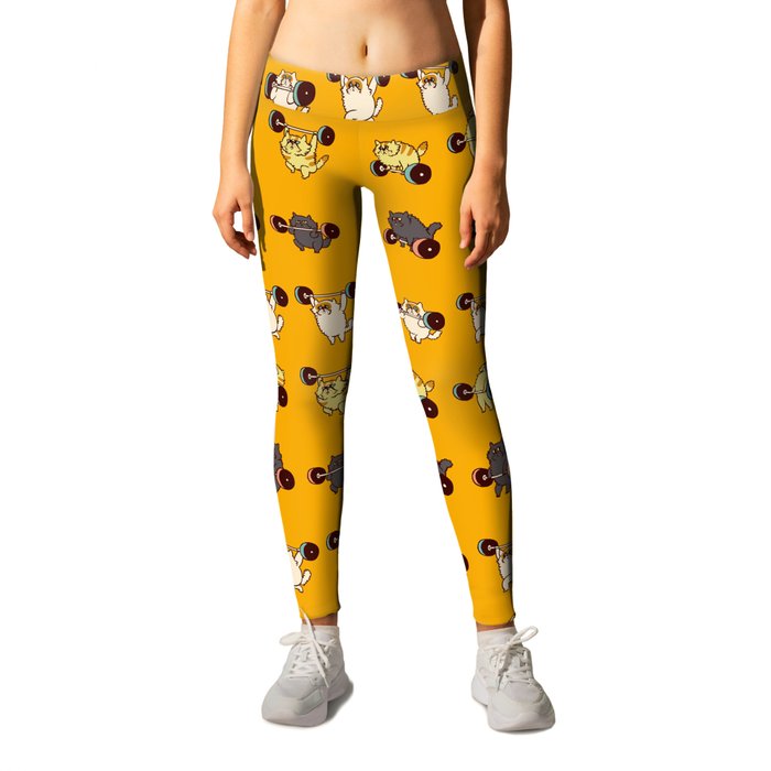 Olympic Lifting Cat Leggings by Huebucket