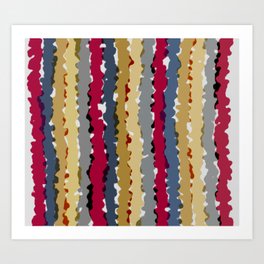 Wavy Bleeding Stripes Raspberry Blue Almond Art Print