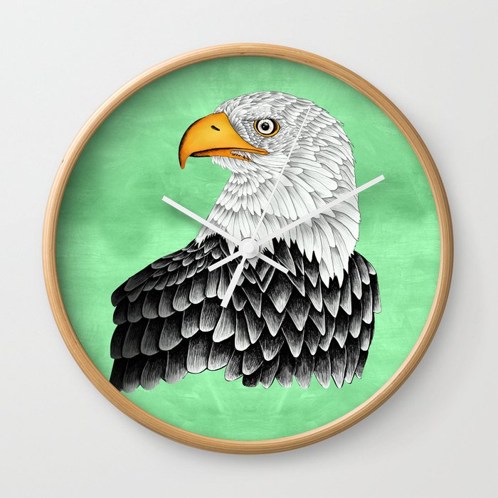 Bald eagle drawing Wall Clock