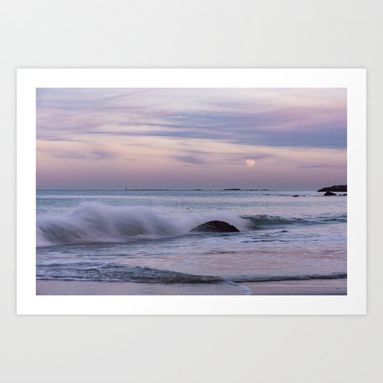 Pastel Ocean Moonrise Art Print