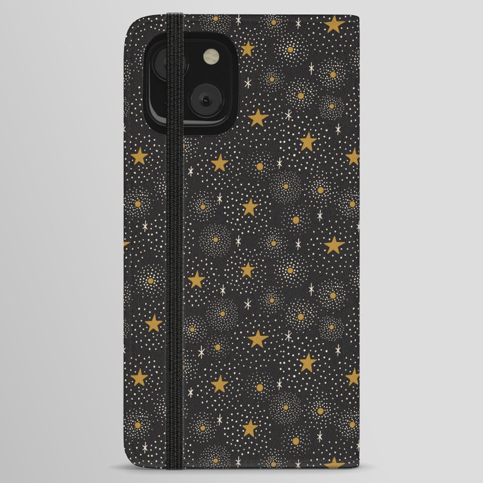 Stars Pattern on a Dark Background iPhone Wallet Case