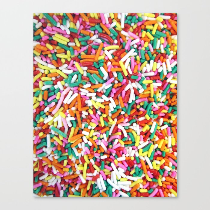 Rainbow Sprinkles, Bright Colorful Pile of Candy Sprinkles Canvas Print