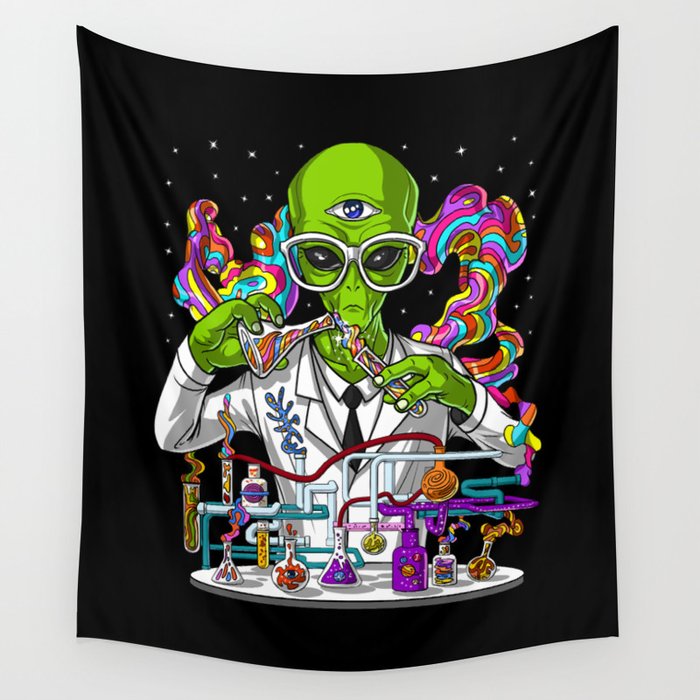 Alien Psychedelic Scientist Wall Tapestry