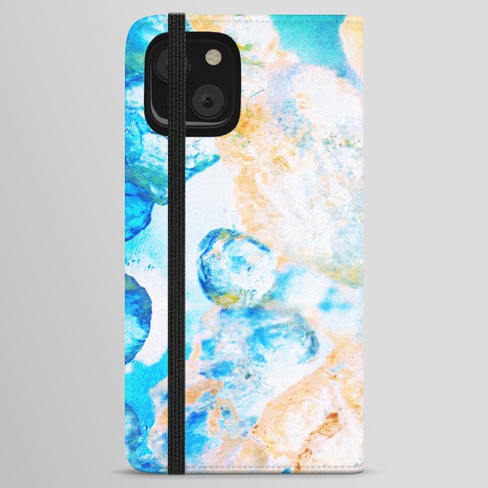 crushed crystal yellow and blue impressionism texture iPhone Wallet Case