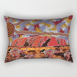 Uluru (Ayers Rock) Authentic Aboriginal Art Rectangular Pillow