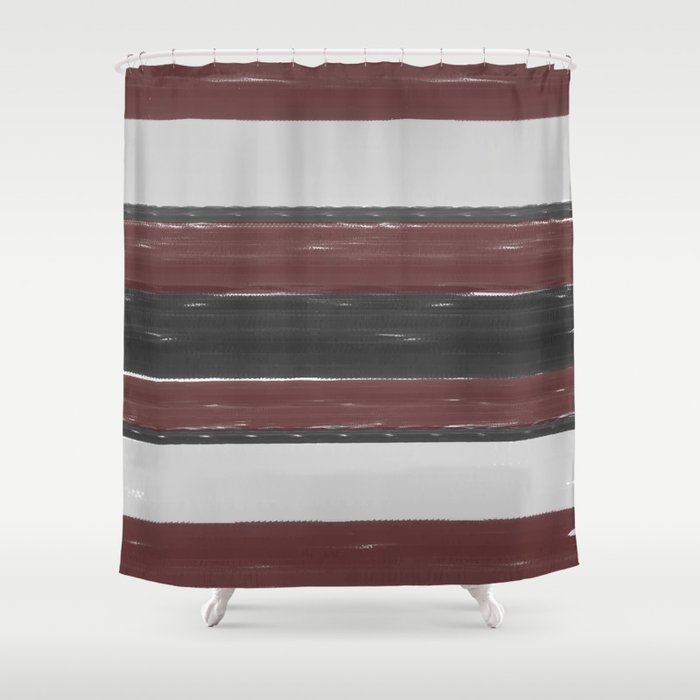 Maroon Stripe Shower Curtain by tsuedesigns Society6